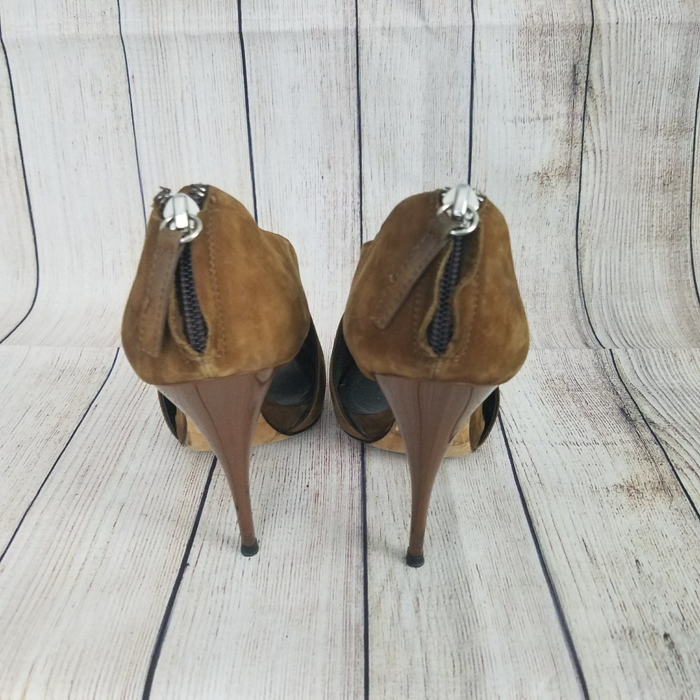 BARNEYS New York COOP Suede Peep Toe Shoes Sz 36.5 - Picture 6 of 8
